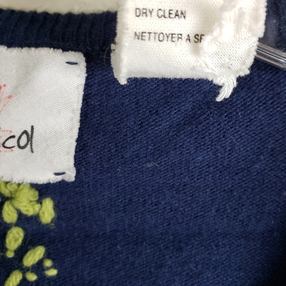 Anthropologie Karen Nicol Embroidered Floral Cardigan in Navy size L - Picture 11 of 13